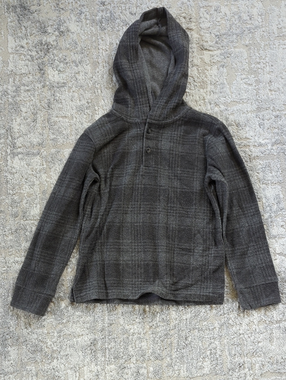 Janie and Jack Charcoal Plaid Hooded Sweater Size 5